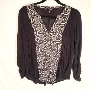 Lucky Brand Long Sleeve Blouse Black Size Medium